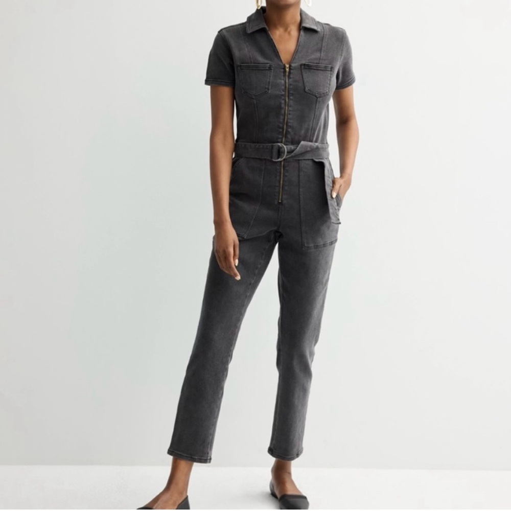 Women's INTEMPO™ Charcoal Denim Belted Jumpsuit Size 14